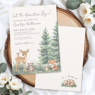 Woodland Forest Animal Adventure Baby Shower Invitation