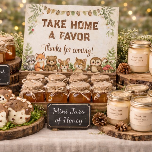 Woodland Forest Animal Baby Shower Pedestal Sign (Creator Uploaded)