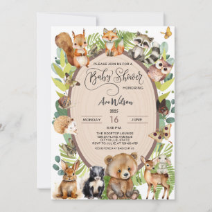 Woodland Forest Animal Baby Shower Rustic Cute Invitation