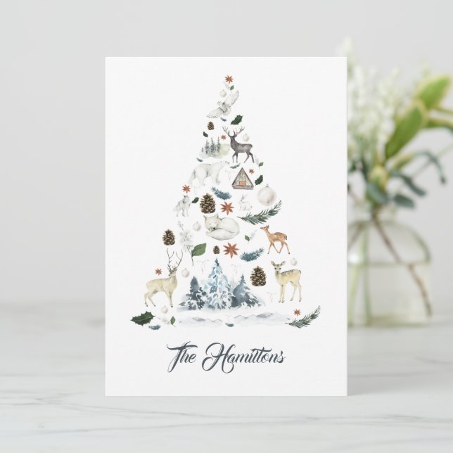 Woodland Forest Animal Christmas Tree card (Standing Front)