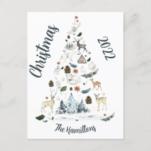 Woodland Forest Animal Christmas Tree  Postcard