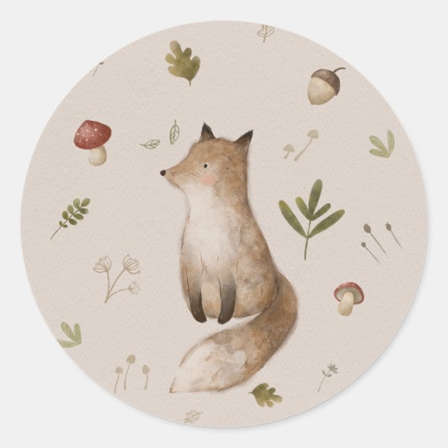 woodland forest animal classic round sticker (Front)