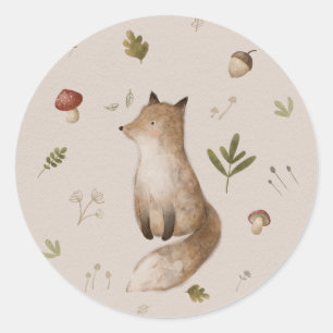 woodland forest animal classic round sticker