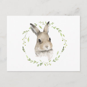 Woodland Forest Animal Watercolor Bunny Postcard