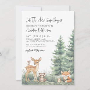 Woodland Forest Animals Adventure Baby Shower Invitation