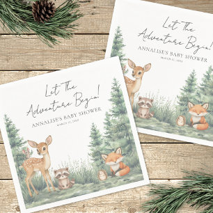 Woodland Forest Animals Adventure Baby Shower Napkin