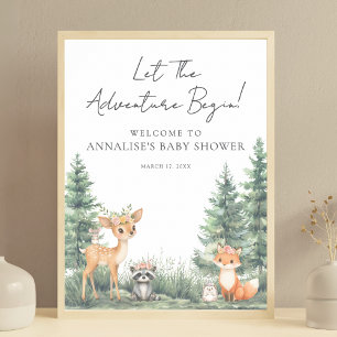 Woodland Forest Animals Adventure Baby Shower Poster