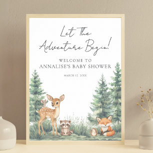 Woodland Forest Animals Adventure Baby Shower Poster