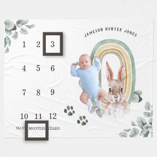 Woodland Forest Animals Baby Milestone Blanket