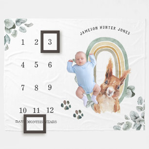 Woodland Forest Animals Baby Milestone Blanket