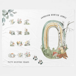 Woodland Forest Animals   Baby Milestone Blanket