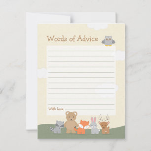 Woodland Forest Animals Baby Shower Advice Cards