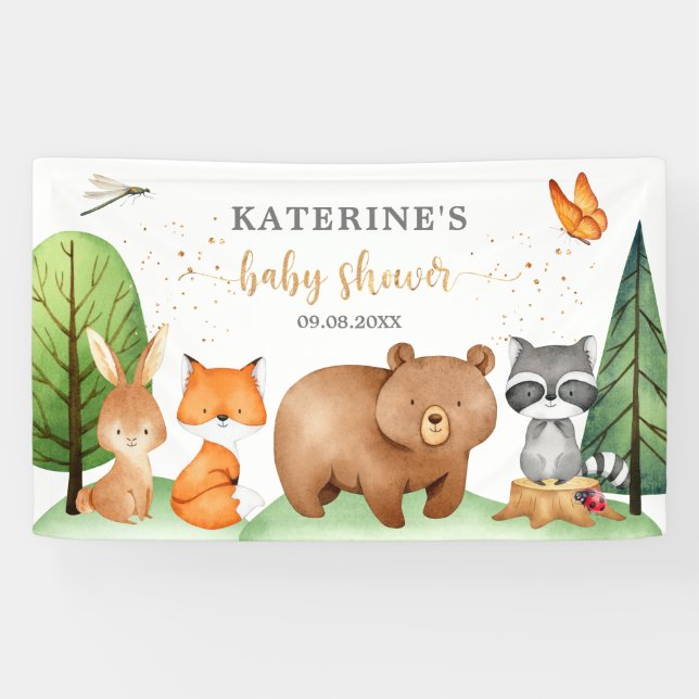 Woodland Forest Animals Baby Shower Banner (Horizontal)