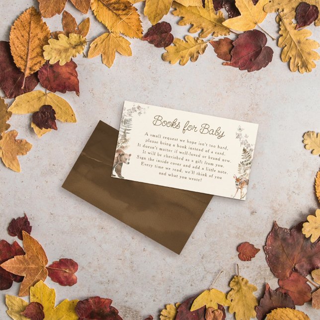 Woodland Forest Animals Baby Shower Books For Baby Enclosure Card (Creator Uploaded)