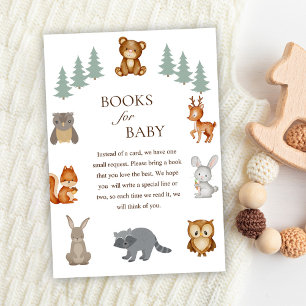 Woodland Forest Animals Baby Shower Books For Baby Enclosure Card