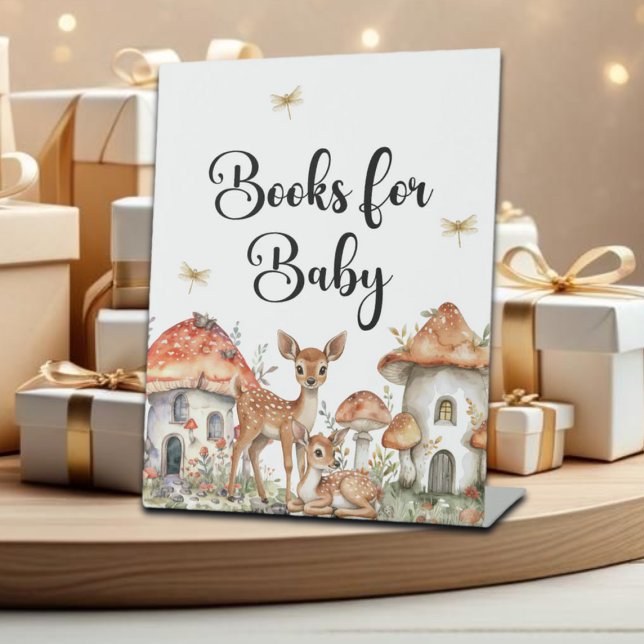 Woodland Forest Animals Baby Shower Books for Baby Pedestal Sign (Creator Uploaded)