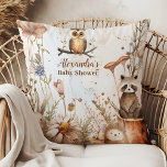 Woodland Forest Animals Baby Shower Cushion<br><div class="desc">Enhance the cosy ambiance of your baby shower with our Woodland Forest Animals Baby Shower Throw Pillow. Adorned with charming illustrations of woodland creatures amidst a lush forest backdrop, this pillow adds a whimsical touch to your celebration. Crafted with soft and durable fabric, our throw pillow captures the playful spirit...</div>