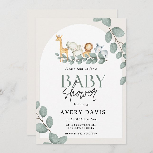 Woodland Forest Animals Baby Shower Invitation (Front/Back)