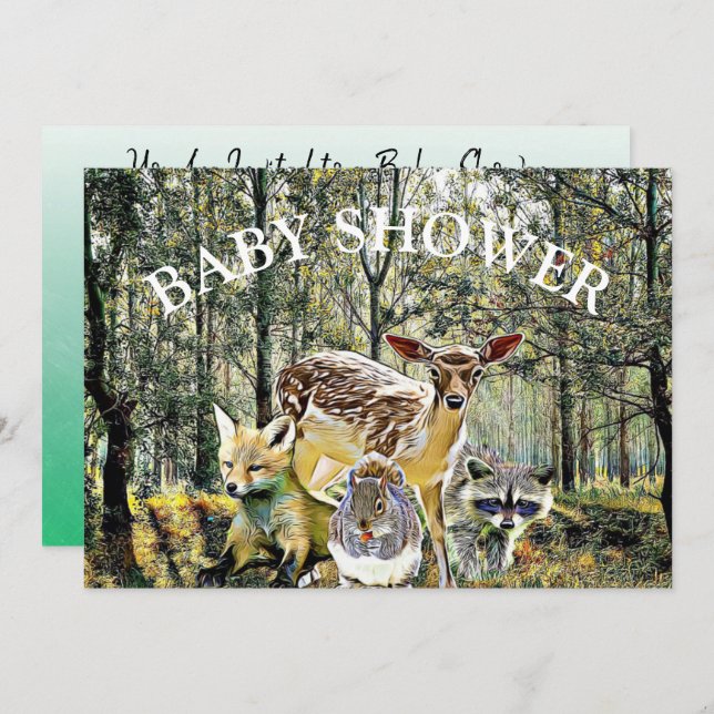 Woodland Forest Animals Baby Shower Invitation (Front/Back)