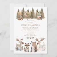 Woodland Forest Animals Baby Shower  Invitation