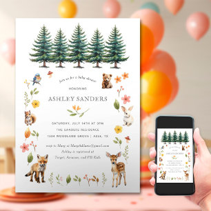 Woodland Forest Animals Baby Shower Invitation