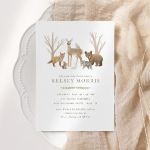 Woodland Forest Animals Baby Shower Invitation