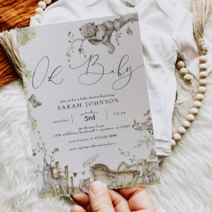 Woodland Forest Animals Baby Shower Invitation 