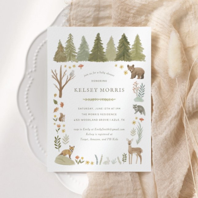 Woodland Forest Animals Baby Shower Invitation (Creator Uploaded)