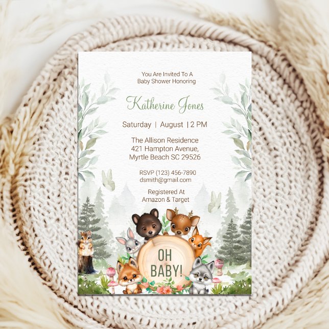 Woodland Forest Animals Baby Shower Invitation (Creator Uploaded)