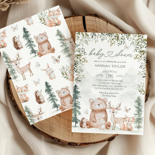 Woodland Forest Animals Baby Shower Invitation