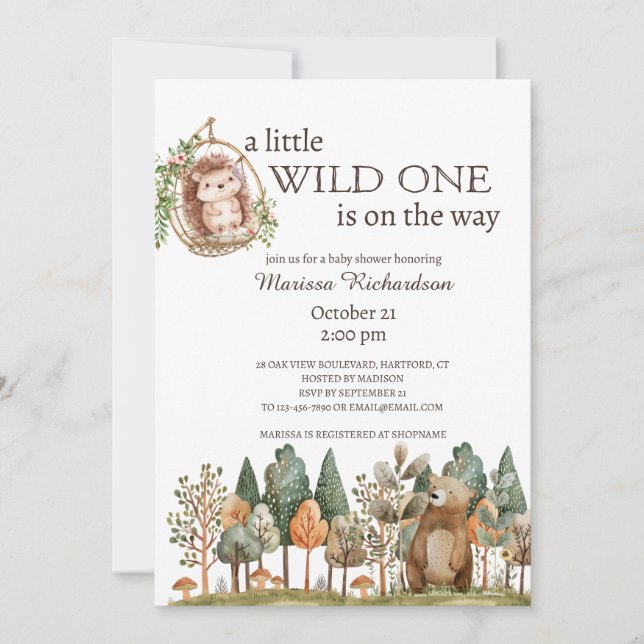 Woodland Forest Animals Baby Shower  Invitation (Front)