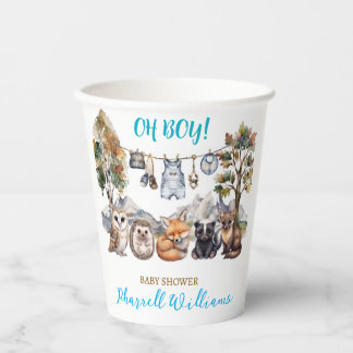 Woodland forest animals baby shower paper cups