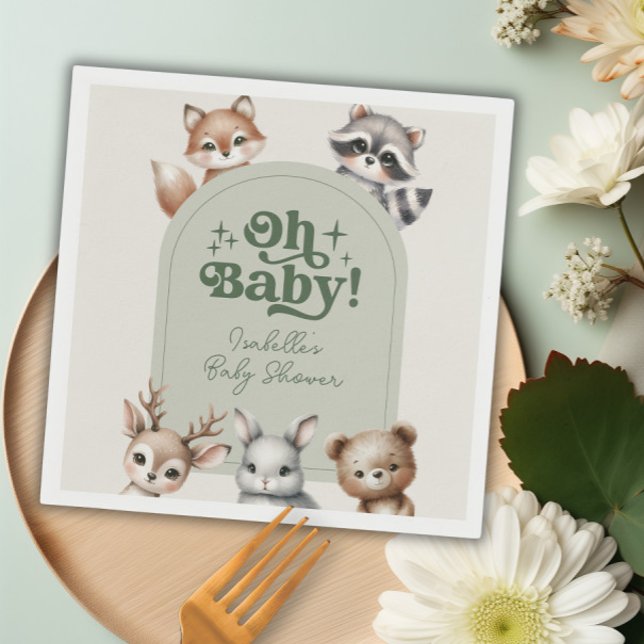 Woodland Forest Animals Baby Shower Paper Napkin (Woodland Forest Animals Baby Shower Paper Napkins)