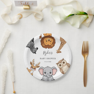 Woodland Forest Animals Baby Shower Paper Plate