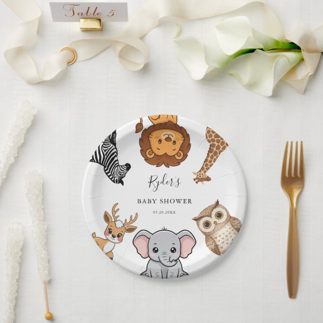Woodland Forest Animals Baby Shower Paper Plate (Wedding)