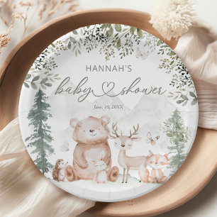 Woodland Forest Animals Baby Shower Paper Plate