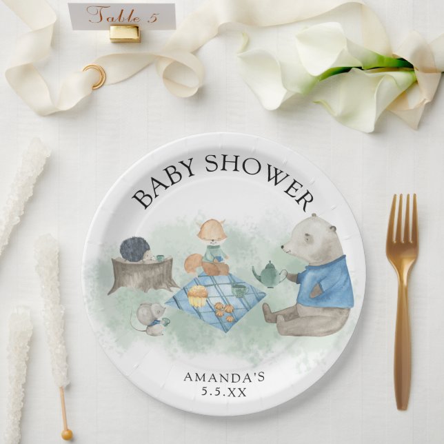 Woodland forest animals - baby shower paper plate (Wedding)