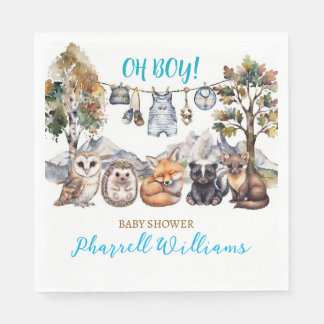 Woodland forest animals baby shower party napkins