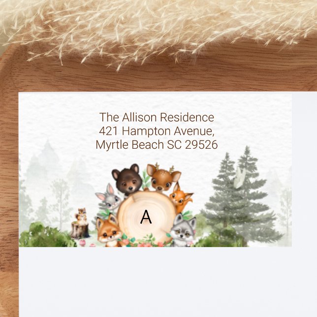 Woodland Forest Animals Baby Shower Return Address Label (Creator Uploaded)