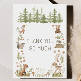 Woodland Forest Animals Baby Shower Thank You Card