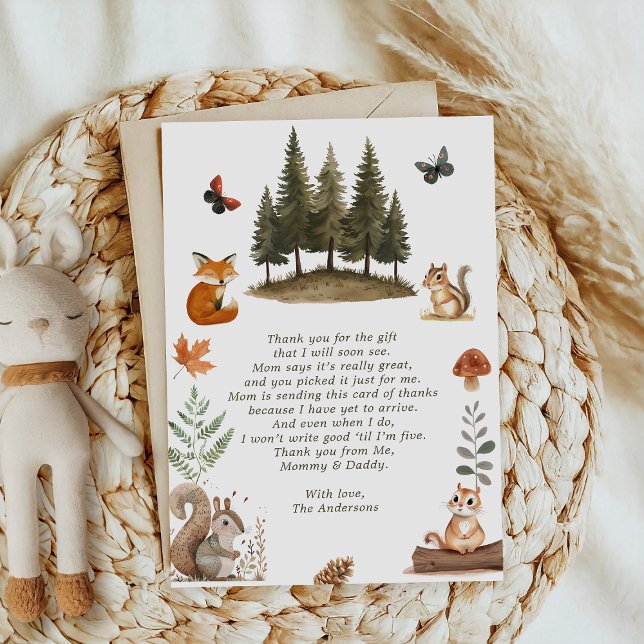 Woodland Forest Animals Baby Shower Thank You Card (Creator Uploaded)