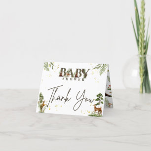  woodland forest animals baby shower thank you card
