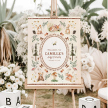 Woodland Forest Animals Baby Shower Welcome Sign