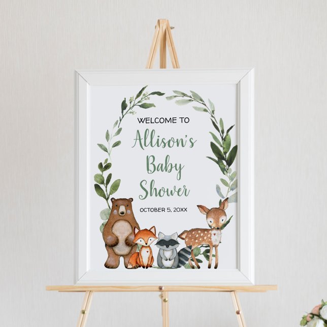 Woodland forest animals baby shower welcome sign (Creator Uploaded)