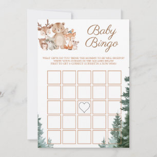 Woodland Forest Animals Bingo Baby Shower Game  Invitation