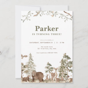 Woodland Forest Animals Birthday Invitation