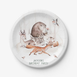 Woodland Forest Animals Birthday or Baby Shower Paper Plate