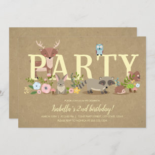 Woodland Forest Animals Birthday Party Invitation