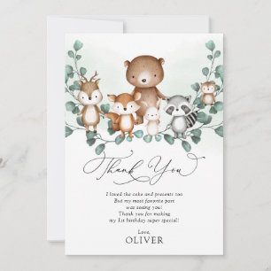 Woodland Forest Animals Birthday Thank You Card