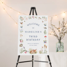 Woodland Forest Animals Birthday Welcome Sign